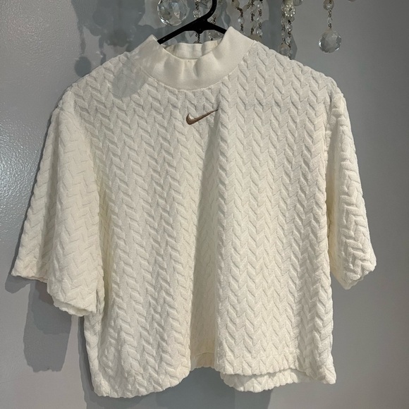 Nike Womens Shirt Ivory Center Swoosh Mock Neck. A051 - Picture 4 of 9